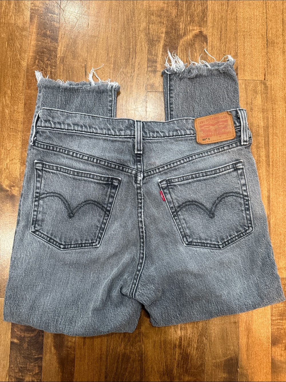 Levi's Black 501s Washed Ankle Crop Jeans